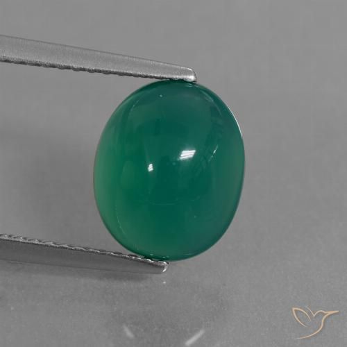 3.30ct 天然 中绿色 玛瑙, 椭圆形, 半透明