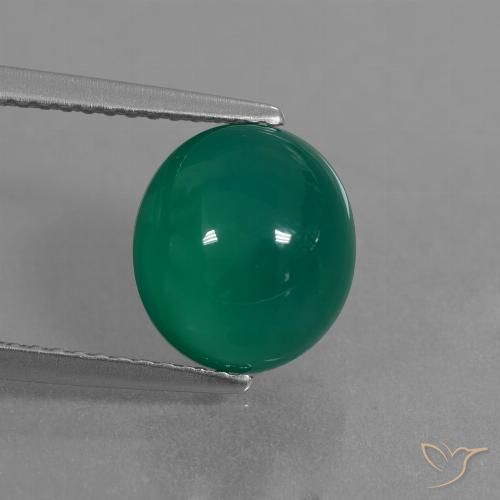 3.73ct 天然 中绿色 玛瑙, 椭圆形, 半透明