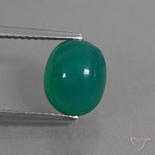 3.34ct 天然 中绿色 玛瑙, 椭圆形, 半透明