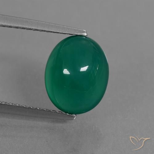 3.12ct 天然 绿色 玛瑙, 椭圆形, 半透明