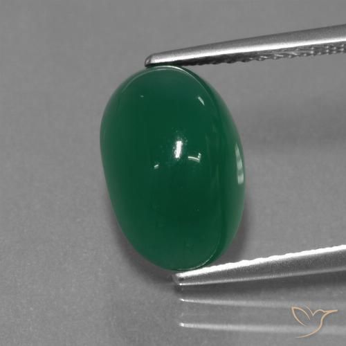 4.26ct 天然 中绿色 玛瑙, 椭圆形, 半透明