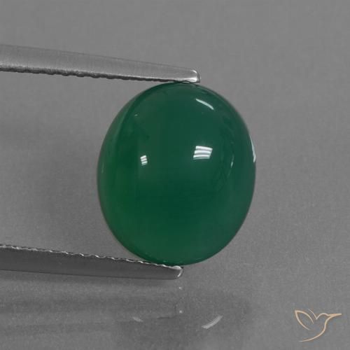 3.37ct 天然 绿色 玛瑙, 椭圆形, 半透明