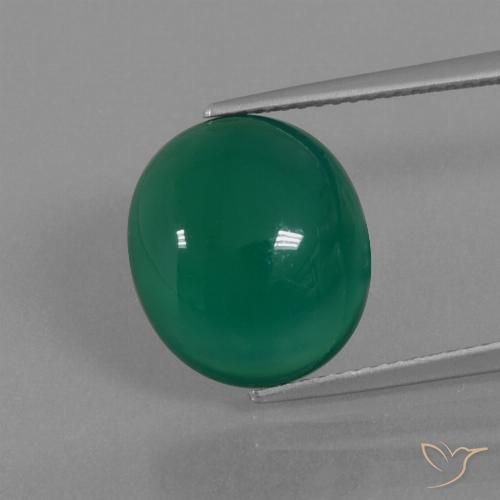 7.56ct 天然 中绿色 玛瑙, 椭圆形, 半透明
