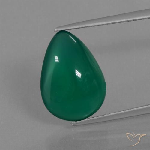 5.45ct 天然 森林绿 玛瑙, 梨形, 半透明
