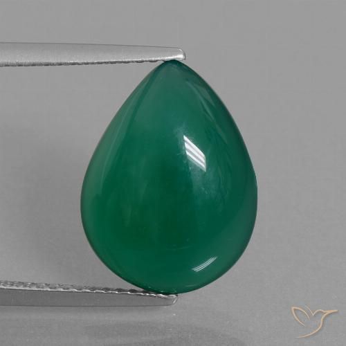 6.24ct 天然 森林绿 玛瑙, 梨形, 半透明