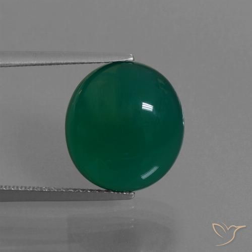 8.13ct 天然 中深绿色 玛瑙, 椭圆形, 半透明