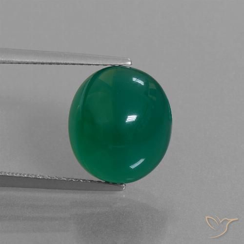 7.58ct 天然 森林绿 玛瑙, 椭圆形, 半透明