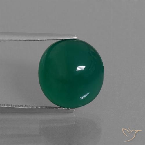 7.80ct 天然 中深绿色 玛瑙, 椭圆形, 半透明