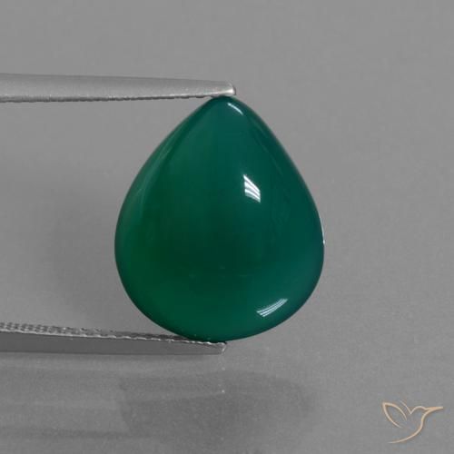 7.33克拉天然绿色玛瑙，梨形，14.6×12.5毫米，半透明