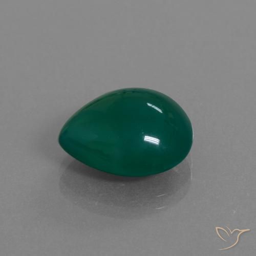 7.33克拉天然绿色玛瑙，梨形，14.6×12.5毫米，半透明