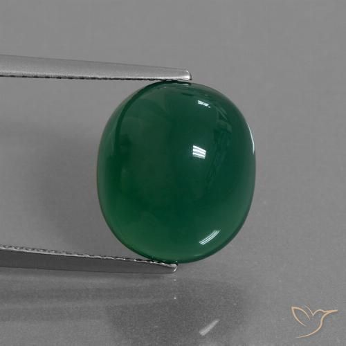 8.75ct 天然 中深绿色 玛瑙, 椭圆形, 半透明