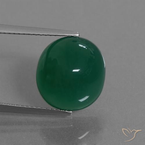 8.27ct 天然 中深绿色 玛瑙, 椭圆形, 半透明