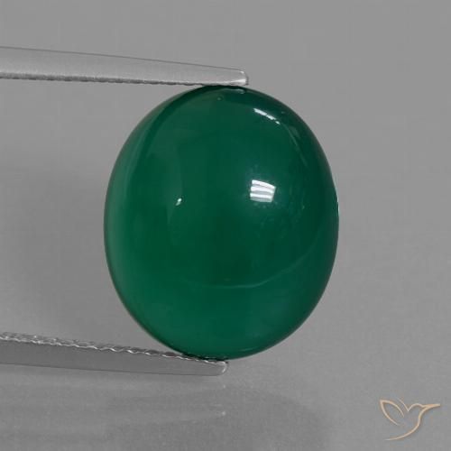 7.83ct 天然 中深绿色 玛瑙, 椭圆形, 半透明