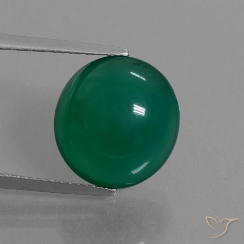 8.59ct 天然 中深绿色 玛瑙, 椭圆形, 半透明