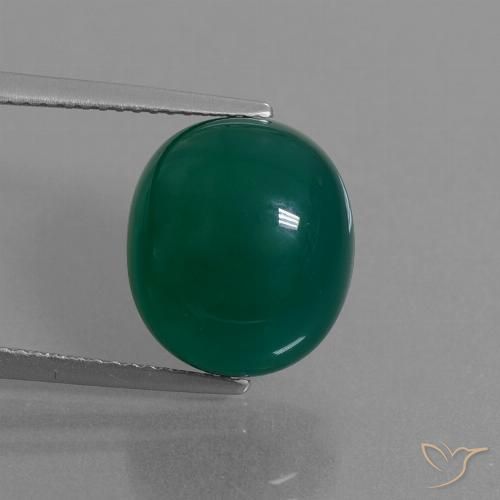 8.38ct 天然 中深绿色 玛瑙, 椭圆形, 半透明