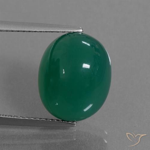 8.50ct 天然 绿色 玛瑙, 椭圆形, 半透明