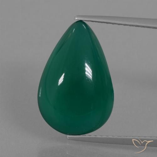 8.47ct 天然 中深绿色 玛瑙, 梨形, 半透明