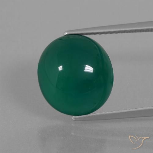 7.87ct 天然 中深绿色 玛瑙, 椭圆形, 半透明