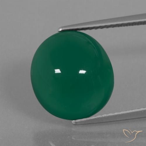 7.92ct 天然 中深绿色 玛瑙, 椭圆形, 半透明
