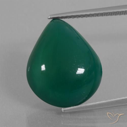 12.92ct 天然 中深绿色 玛瑙, 梨形, 半透明
