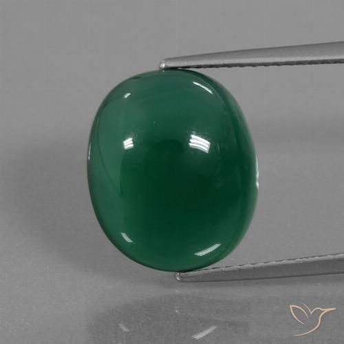 7.32ct 天然 中深绿色 玛瑙, 椭圆形, 半透明