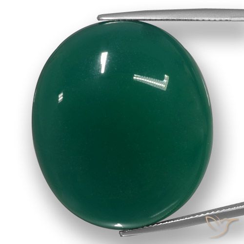 58.42ct 天然 中深绿色 玛瑙, 椭圆形, 半透明