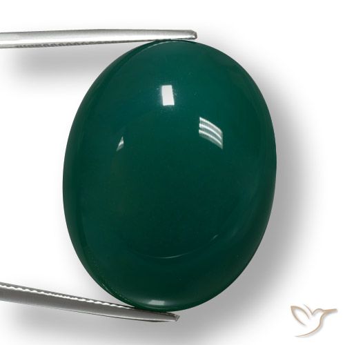 56.95ct 天然 暗绿色 玛瑙, 椭圆形, 半透明