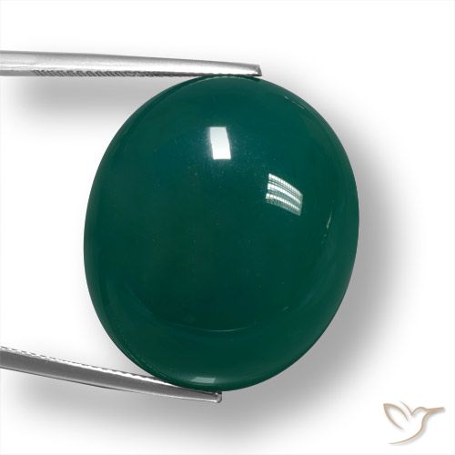 50.18ct 天然 深绿色 玛瑙, 椭圆形, 半透明