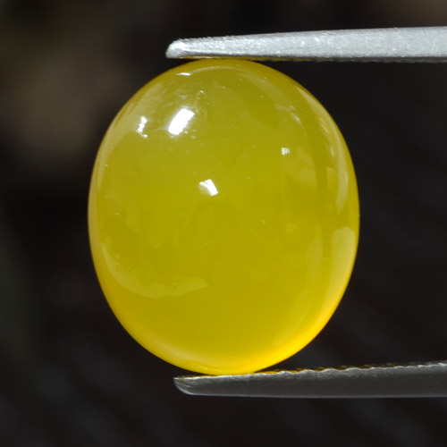 4.90克拉天然黄色玛瑙，椭圆形切割，11.8×10.2毫米，半透明