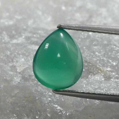 1.97克拉天然绿色玛瑙，梨形，9.4×7.9毫米，半透明