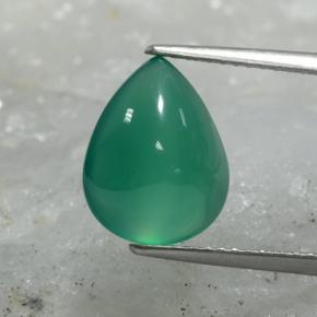 3.74克拉天然绿色玛瑙，梨形，11.9×9.3毫米，半透明