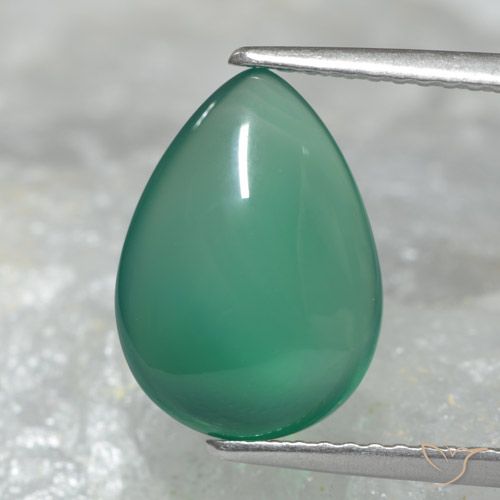3.00ct 天然 冷绿 玛瑙, 梨形, 半透明