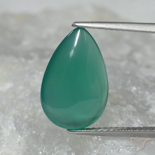 4.40ct 天然 冷绿 玛瑙, 梨形, 半透明