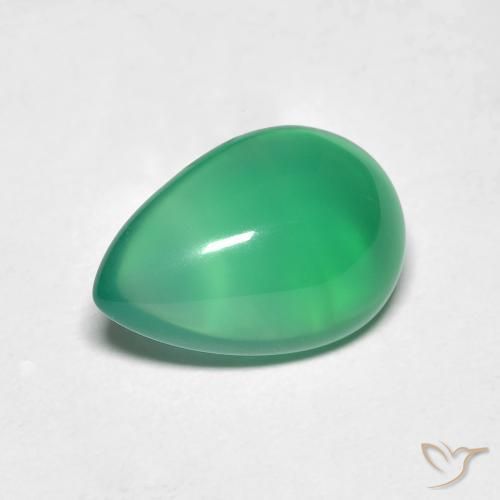 2.77ct 天然 暖绿 玛瑙, 梨形, 半透明