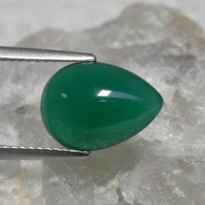 3.14克拉天然绿色玛瑙，梨形，12.4×8.9毫米，半透明
