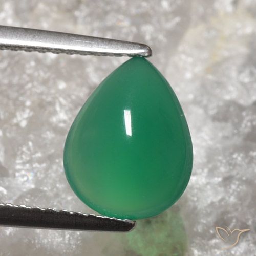 2.04ct 天然 暖绿 玛瑙, 梨形, 半透明