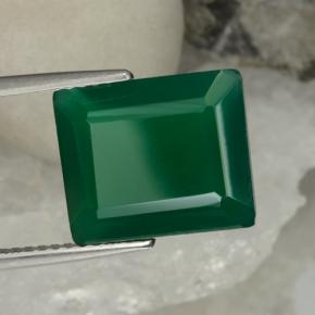 5.13克拉天然绿色玛瑙，祖母绿式切割，12.2×10.1毫米，半透明