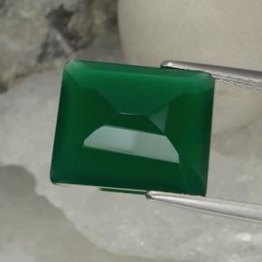 5.13克拉天然绿色玛瑙，祖母绿式切割，12.2×10.1毫米，半透明