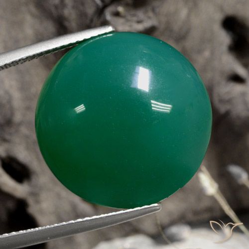 21.88ct 天然 中绿色 玛瑙, 圆形的, 半透明