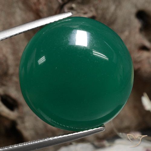 19.81ct 天然 中深绿色 玛瑙, 圆形的, 半透明