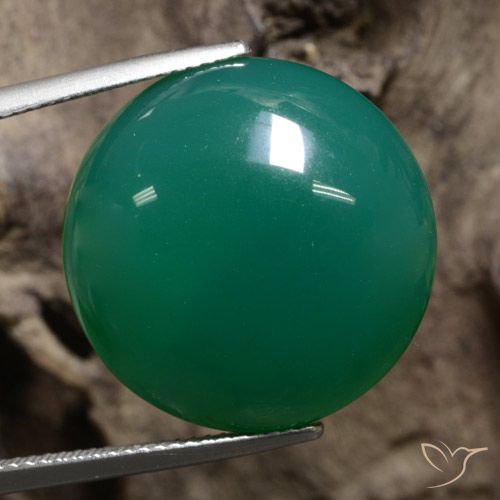 25.57ct 天然 中绿色 玛瑙, 圆形的, 半透明