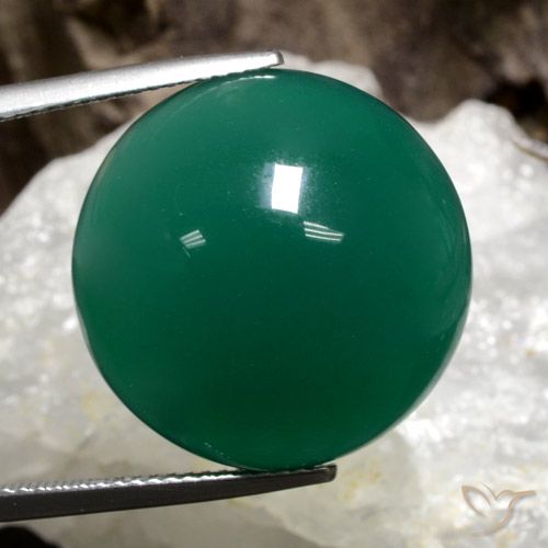 25.49ct 天然 松绿 玛瑙, 圆形的, 半透明