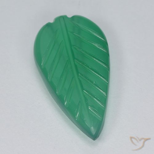 3.09ct 天然 中绿色 玛瑙, 花形切割, 半透明
