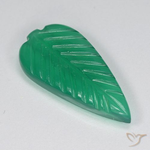 3.13ct 天然 暖绿 玛瑙, 花形切割, 半透明