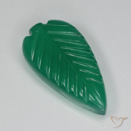 3.93ct 天然 森林绿 玛瑙, 花形切割, 半透明