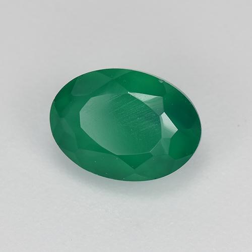 0.98克拉天然绿色玛瑙，椭圆形切割，7.3×5.3毫米，半透明