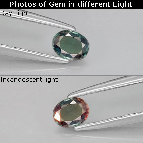 0.34克拉天然多色亚历山大石，椭圆形切割，4.8×3.8毫米，VVS-VS