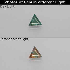 0.12克拉天然多色亚历山大石，三角形，3.7×3.2毫米，VS