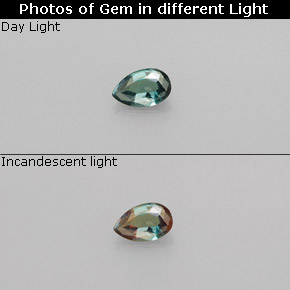 0.13克拉天然多色亚历山大石，梨形，4×2.6毫米，VS