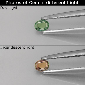 0.13克拉天然亚历山大石，椭圆形切割，VS